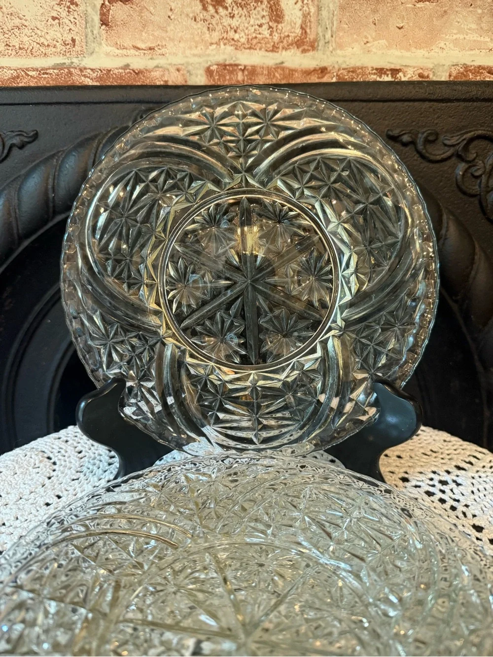 Anchor Hocking Stars and Bars Clear Glass 8.25” Luncheon Salad Plates Set of 6